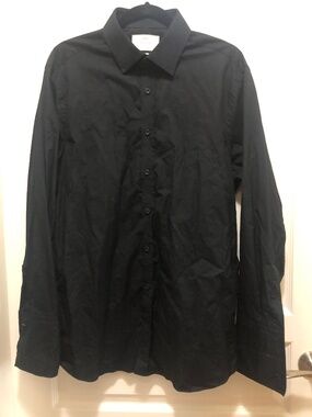Hawes & Curtis mens black dress shirt 16.5 / 34 cotton with French cuffs